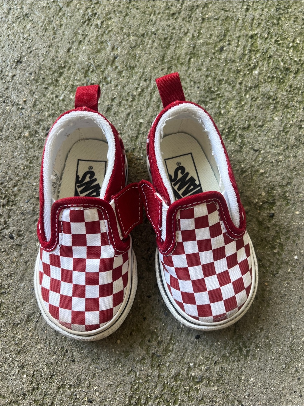 Vans Kids Red and White Checker Slip-On Sneakers